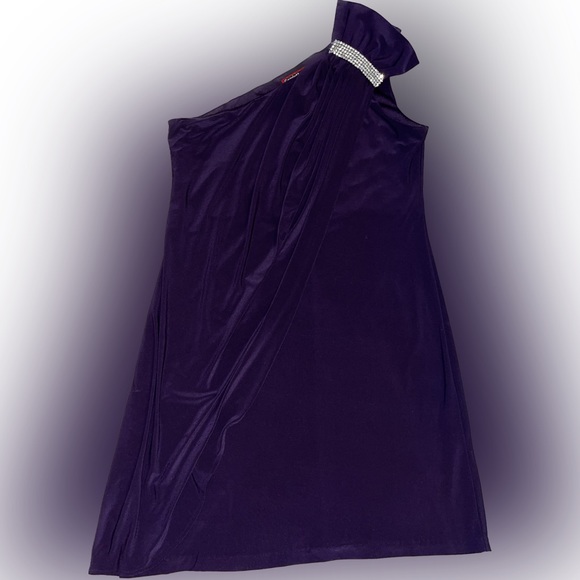 Scarlett one shoulder rhinestone purple dress- size 14 - Picture 3 of 8